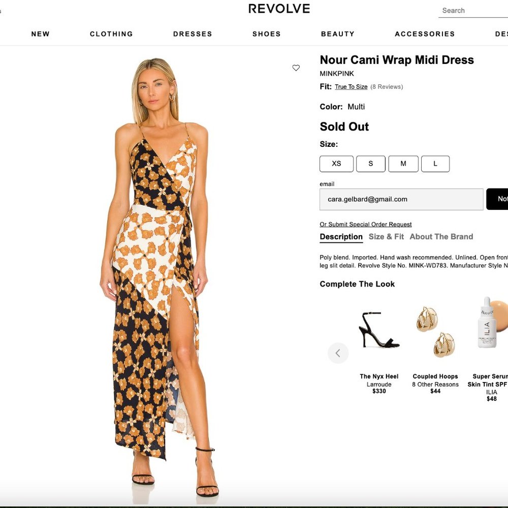 Nour Cami Wrap Midi Dress, size L